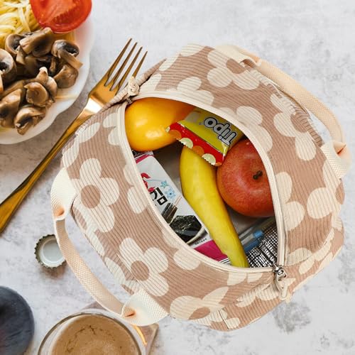 Bluboon Insulated Lunch Bag for Women & Men - Corduroy Tote