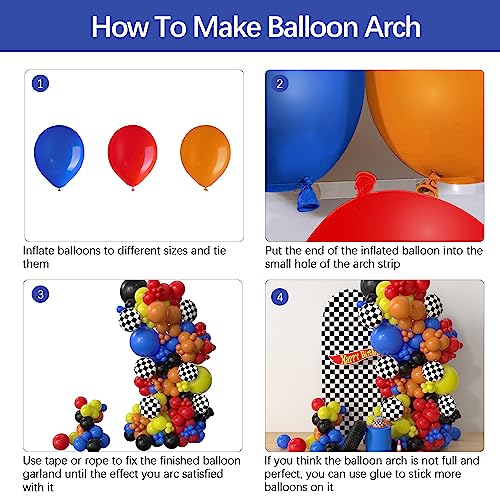 Race Car Balloon Garland Kit - 153 Pcs Party Supplies for Kids