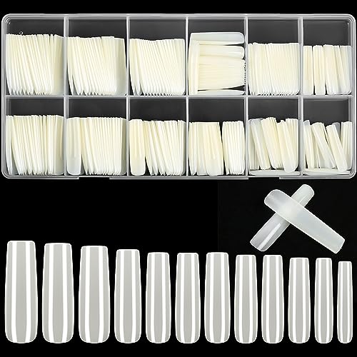 240 Pcs Tapered Square Natural Nail Tips for Acrylic Nails