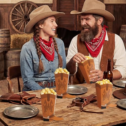 24 Cowboy Boot Popcorn Boxes for Western Party Favors