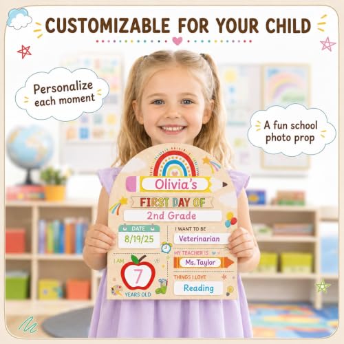 First Day of School Sign - Reusable Wooden Chalkboard Photo Prop