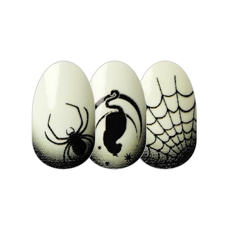 Midnight Fright Nail Polish Strips - Glow Black Design, 16 Pack