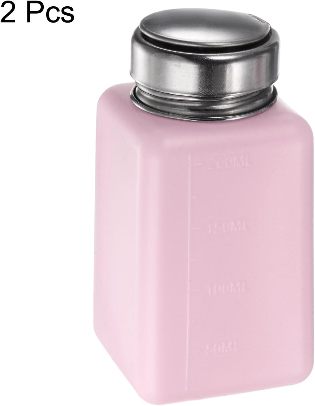 Harfington Alcohol Dispenser Pump Bottles - 200ml Push Down Liquid Dispenser with Sealing Stainless Steel Lid | Pink