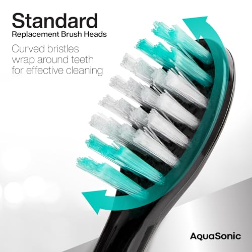 AquaSonic Replacement Brush Heads - 8 Pack Black, ADA Accepted