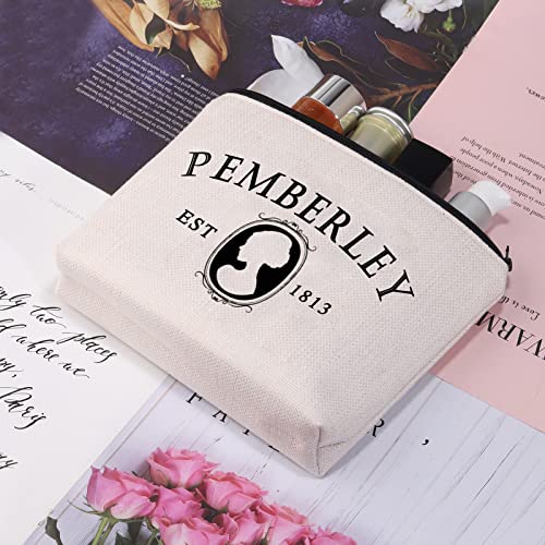 Pemberly est 1813 Book Lover Makeup Bag - Literary Travel Toiletry Organizer, Gift for Bookworms