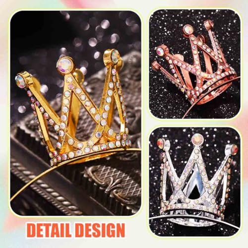 Zoestar Mini Crown Headbands for Women - 3pcs Sparkly Tiara