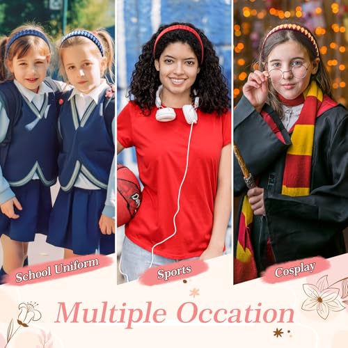 DEEKA 3-Piece Woven Headbands Set Navy Blue & Light Blue Hair Accessories for Women Girls Teens