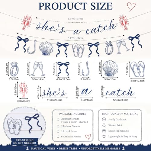 She's a Catch Bachelorette Party Banner Set - Coastal Decor