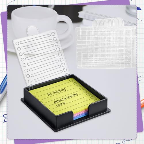 Besarme 3x3 Sticky Note Holder with 7 Stencils for Organized Notes