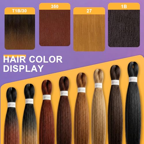 Afihond Pre-Stretched Braiding Hair Extensions OFF BLACK 28 Inch Pack of 6 - Natural Black