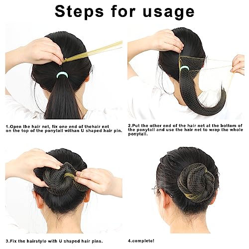 Blonde Ballet Bun Hair Net Set - 20 Elastic Mesh Nets & Pins