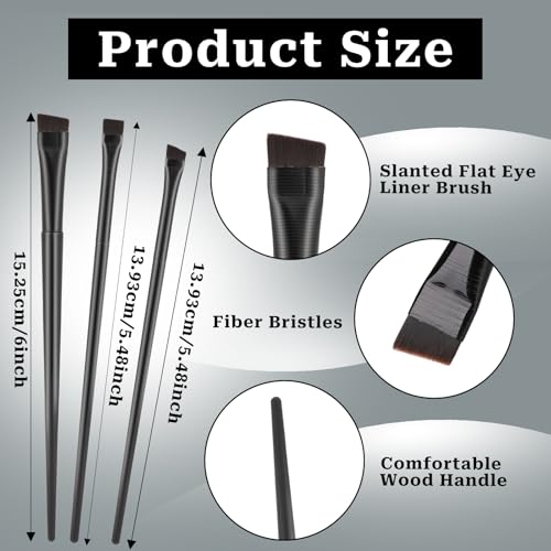12-Pack Angled Eyeliner and Eyebrow Brush Set - Precision Makeup Applicators