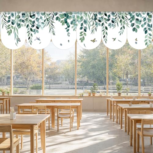 Eucalyptus Leaf Classroom Curtains - Set of 6 Valances 24x36in