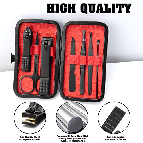 7-in-1 Travel Manicure Set with Case - Stainless Steel Grooming Kit