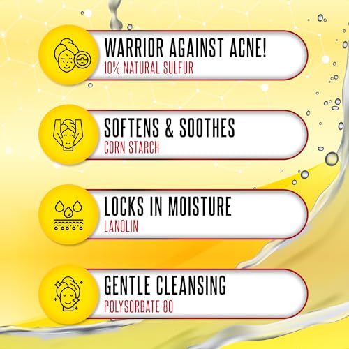 GRISI Sulfur Soap for Acne Treatment - 10% Sulfur, 4-Pack
