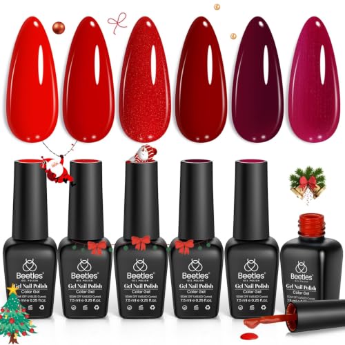 Beetles Red Obsession Gel Nail Polish Set - 6 Shades, Long-Lasting Shine