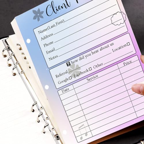 100 Pack Client Profile Record Cards, 5.5 x 8.5 Inch Salon Binder Inserts