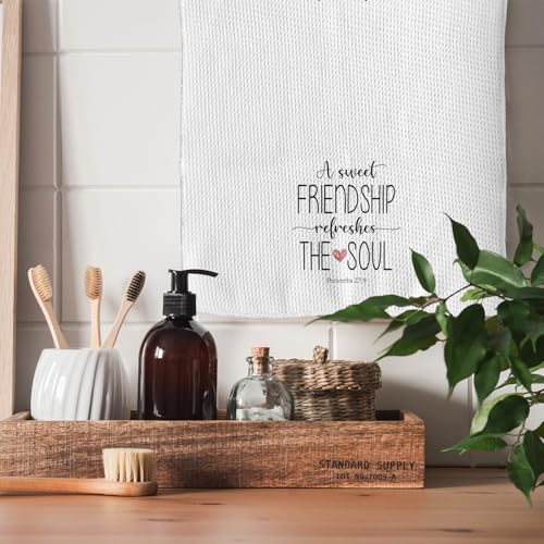 Stylish Kitchen Towels - Sweet Friendship Refreshes the Soul - 16x24in - Functional & Decorative Gift for Friends
