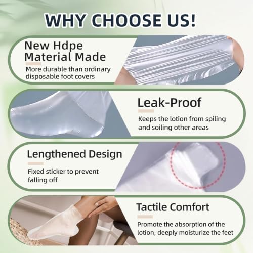 200 Disposable Moisturizing Foot Socks - Leak-Proof, Anti-Slip