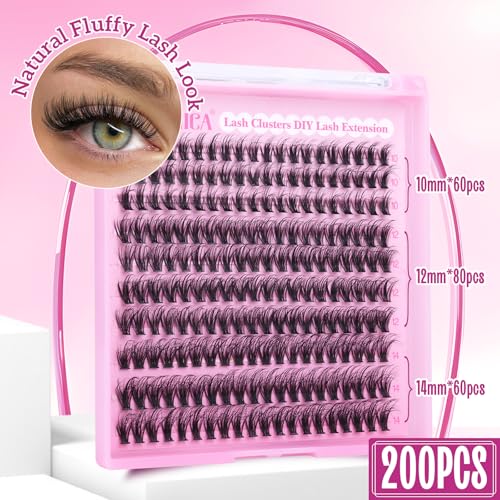 Yawamica Wispy Lash Clusters 10-14mm Short Fluffy CC Curl Natural Eyelash Extensions