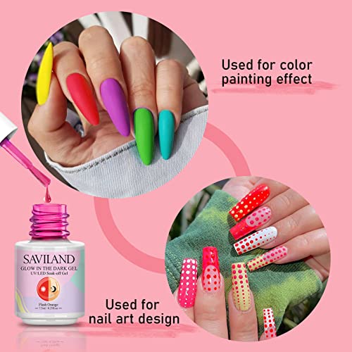 SAVILAND Glow-in-the-Dark Neon Gel Nail Polish Set 12 Colors Halloween Edition