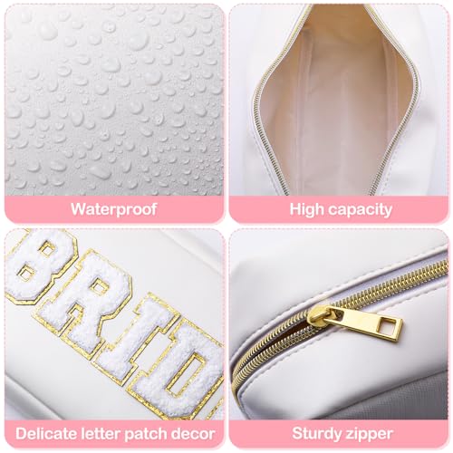 Oudain Bride and Groom Makeup Bag Set - 2 Pcs PU Leather Travel Pouch