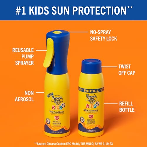 Banana Boat Kids Sunscreen Mist SPF 50 Bundle - Refillable Spray