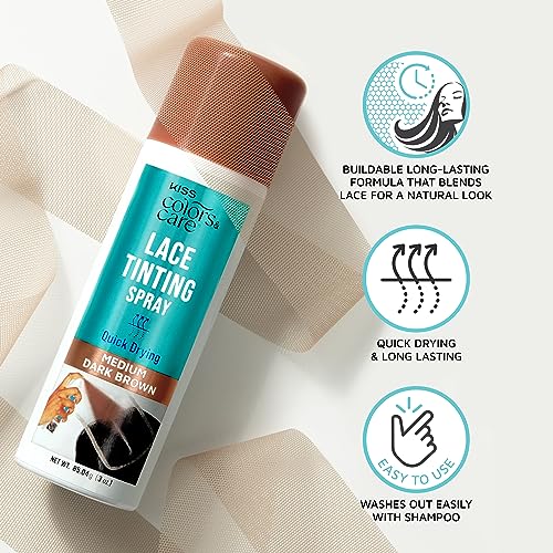 KISS Colors & Care Quick Dry Lace Tinting Spray - Dark Brown, 3 oz