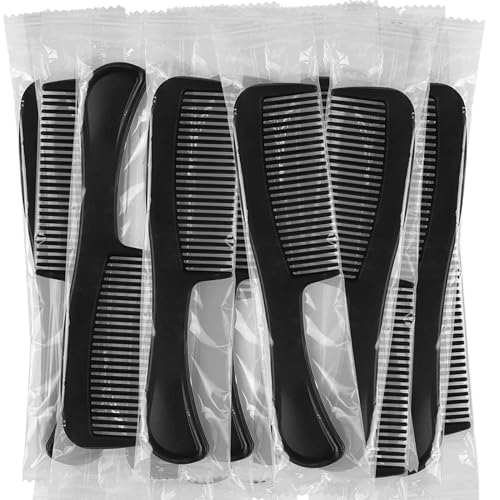 60 Pack Black Hair Combs - 5.9 Inch Individually Wrapped for Travel & Hospitality