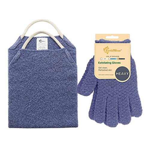 Evridwear Exfoliating Gloves for Body & Back Scrubber with Handles