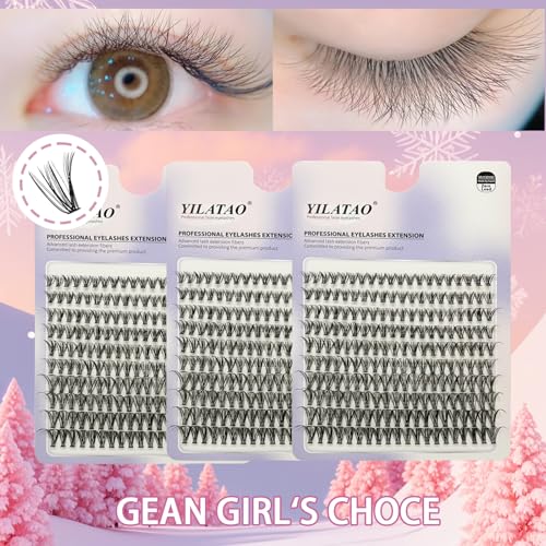 Yilatao Wispy C Curl False Eyelash Clusters for DIY Extensions - Black-1