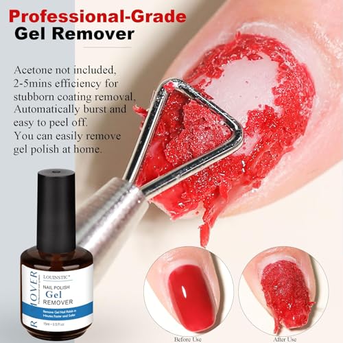 Louinstic Gel Nail Polish Remover - Fast 2-5 Min, Acetone-Free, Gentle & Effortless