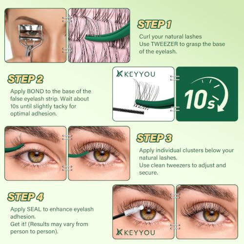 KEYYOU 2-Pack Lash Bond & Seal with Remover - Latex-Free, Waterproof Eyelash Glue