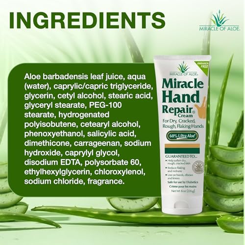 Miracle of Aloe Hand Repair Cream - 8 Oz Non-Greasy Moisturizer