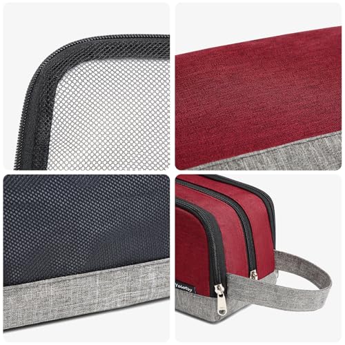 Yeiotsy Small Red Travel Toiletry Bag – Durable Dopp Kit with 3 Compartments