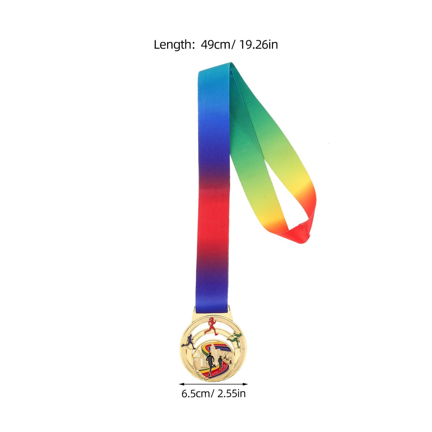 POPETPOP Running Award Medals, Zinc Alloy Gold Track and Field Medals with Neck Ribbon, Gold Fun Run Award for Tournaments Sports Competition Marathon Cross Country, 2.55 Inch