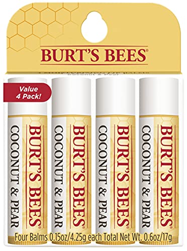 Burt's Bees 100% Natural Moisturizing Lip Balm, Coconut & Pear, 4 Tubes