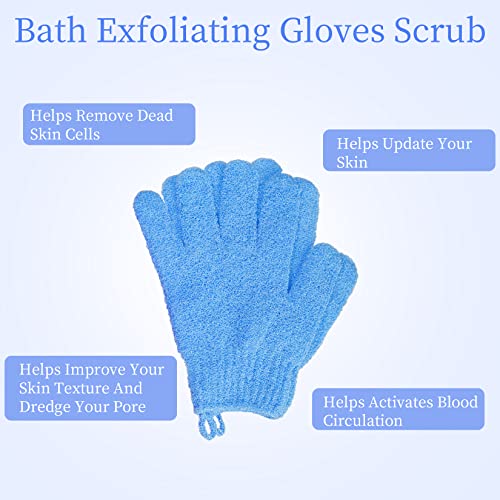 4 Pairs Exfoliating Bath Gloves - Double-Sided Body Scrubber Mitts