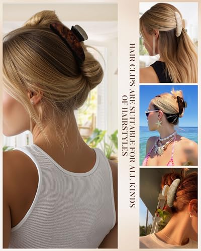 Molans 3PCS Medium Acrylic Hair Claw Clips - Non-Slip Strong Hold