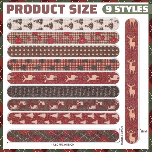 Lanties 45-Pack Christmas Nail Files, Double-Sided Holiday Emery Boards