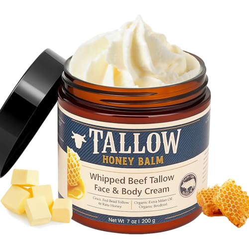 Beef Tallow Face Moisturizer with Raw Honey & Vitamin E