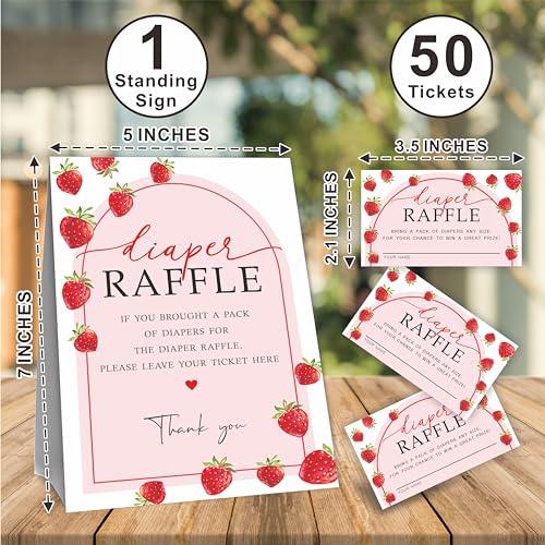 Baby Shower Diaper Raffle Game Kit with 50 Tickets & Sign - Strawberry Arch