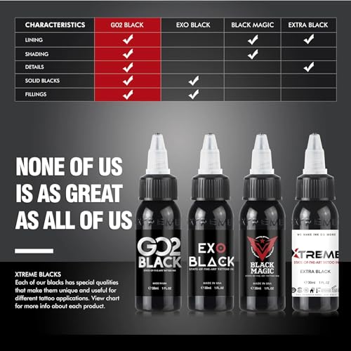 Xtreme GO2 Black Tattoo Ink - 8 oz Professional Lining & Shading Ink
