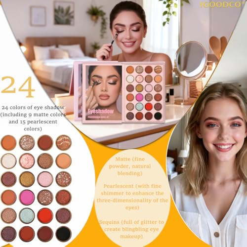 55-Color All-in-One Makeup Palette for Eyes, Face, and Lips