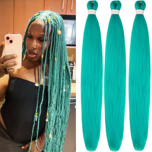 Teal Pre-Stretched Braiding Hair Extensions - 26 Inch, Pack of 3