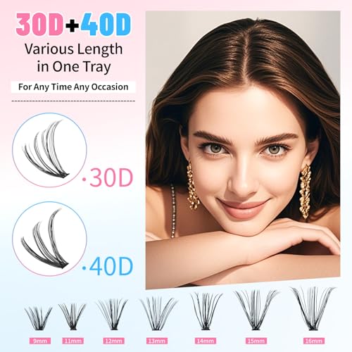 280Pcs Eyelash Cluster Kit - 8-16mm Wispy Extensions with Bond & Tweezers