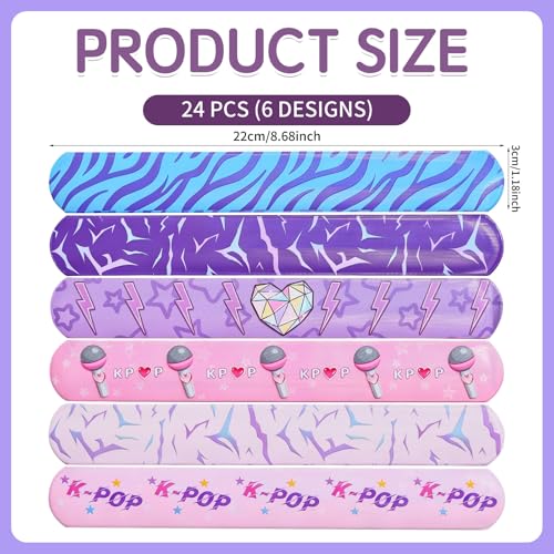 Kpop Style Slap Bracelets - 24 Pcs Music Theme Party Favors