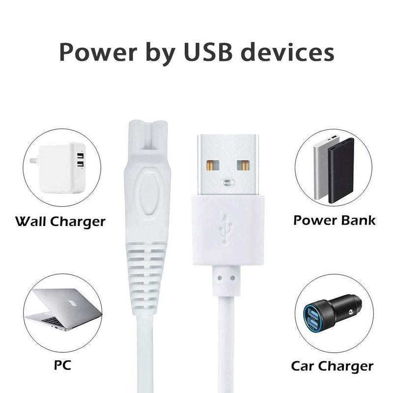 Shaver Charger Compatible with Finishing Touch Flawless Legs Shaver Hair Remove Ladies Shaver USB Cable Replacement 5V Power Cord Women Electric Shaver Adapter
