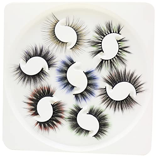 DAODER 7 Pairs Colored False Eyelashes 15mm Wispy Faux Mink Dramatic Eye Makeup