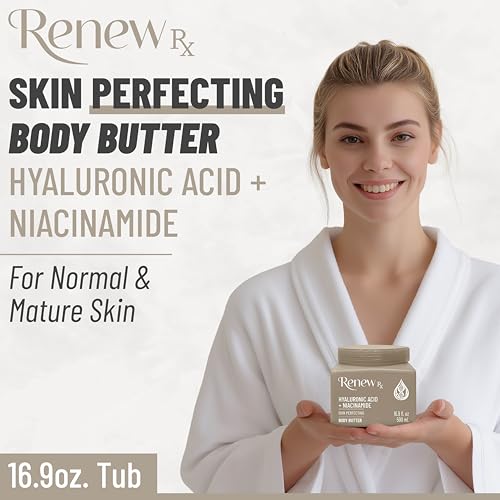 RENEW RX Skin Perfecting Hyaluronic Acid & Niacinamide Body Butter - 16oz, Dry Skin Moisturizer